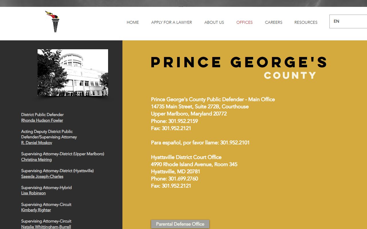 Maryland Office of the Public Defender Prince George's County locations