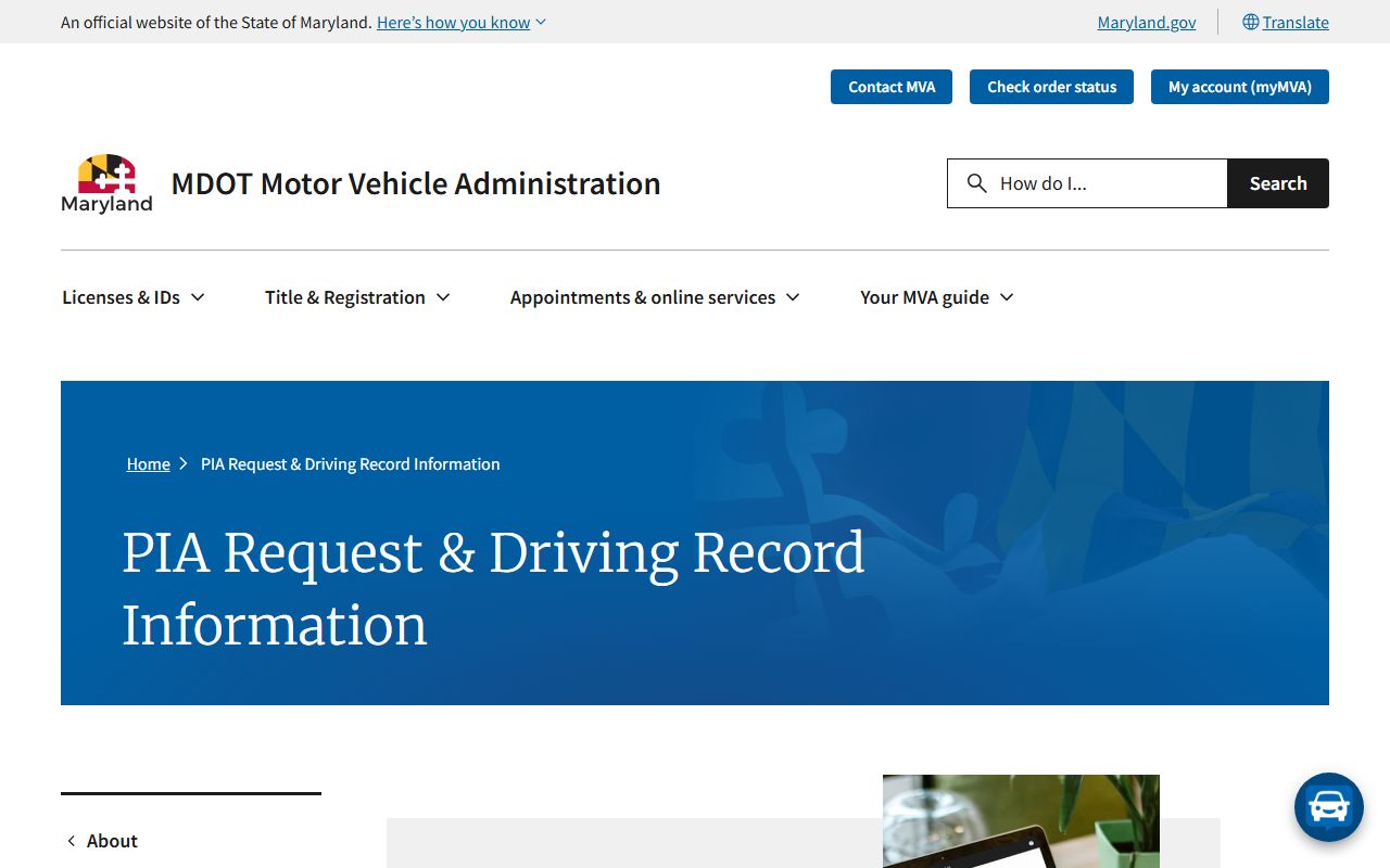 Prince George's County traffic court records MVA driving record request